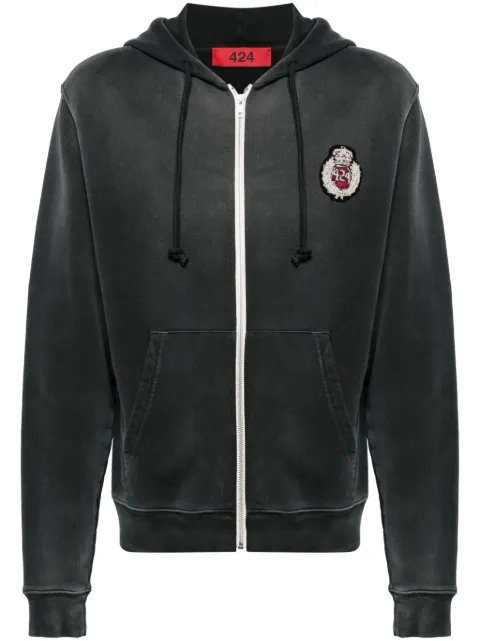 424 appliqué-logo cotton hoodie Grey FF4SMF65APJE003