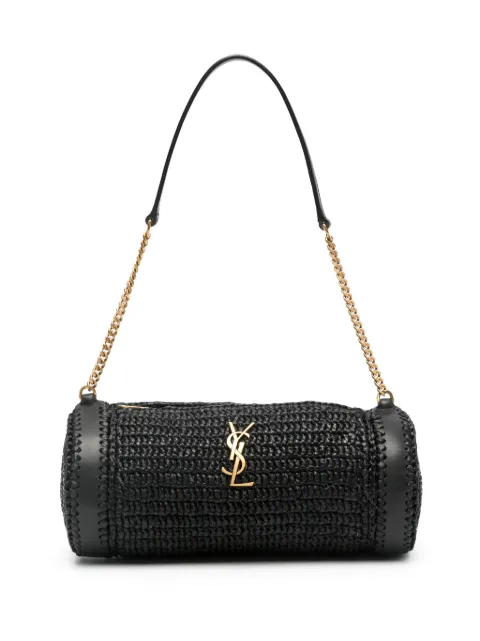 Saint Laurent small Sade raffia shoulder bag Black 744504GAABN