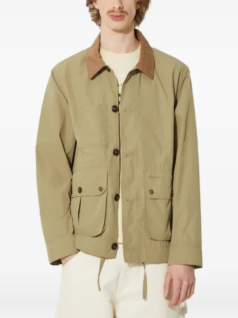 Barbour corduroy-collar button jacket Green MCA0965OL31
