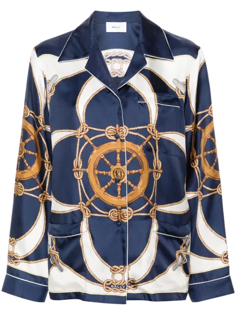 Bally graphic-print silk shirt Blue L5BA864FSE114
