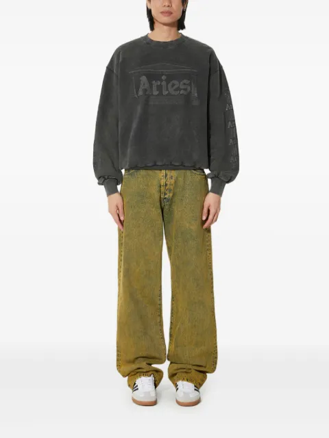 Aries logo-embellished crew-neck sweatshirt Black SUAR20033X