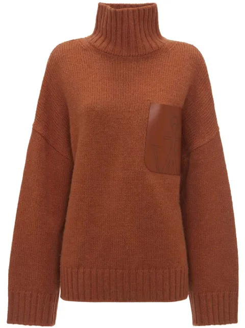 JW Anderson anchor-logo ribbed-knit jumper Brown KW1292YN0367619