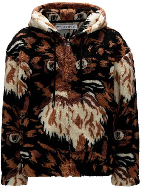 JW Anderson graphic-print fleece jacket Brown JK0324PG1585600