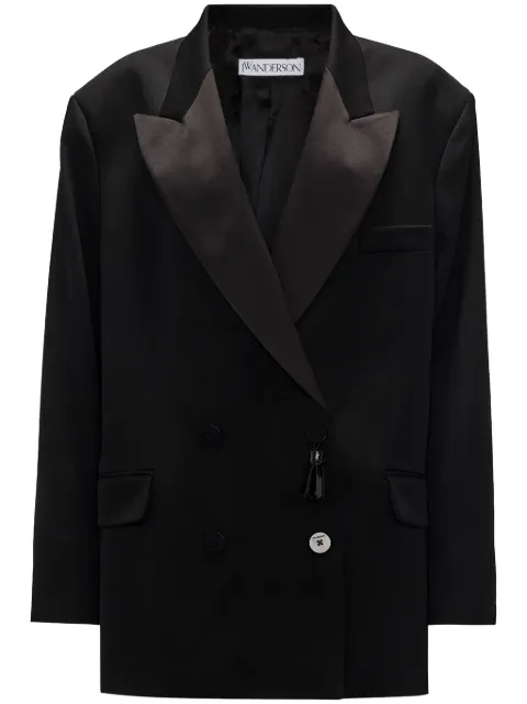 JW Anderson double-breasted contrasting-collar blazer Black JK0326PG0011999