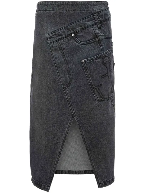 JW Anderson twisted denim midi skirt Grey DK0023PG1195929