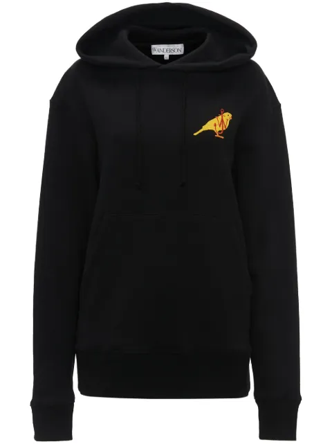 JW Anderson logo-embroidered organic cotton hoodie Black JW0208PG1632999
