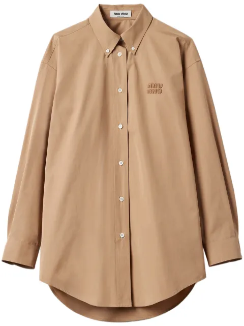 Miu Miu logo-appliqué poplin shirt Neutrals MK1626SAM110RG