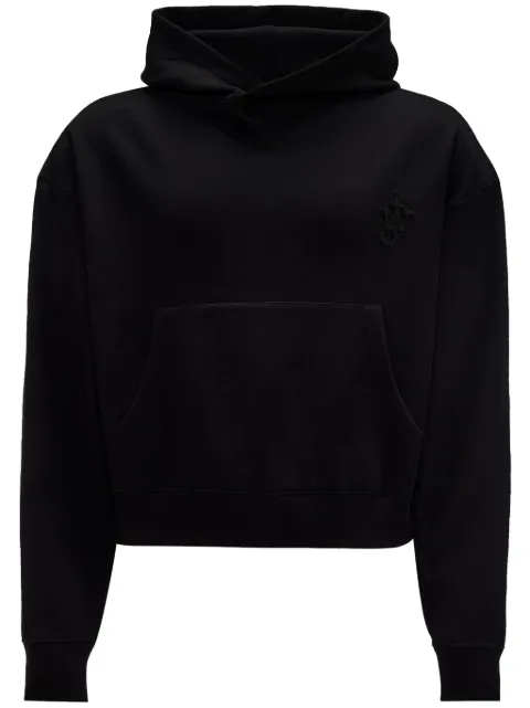JW Anderson logo-embroidered organic cotton hoodie Black JW0183PG1631