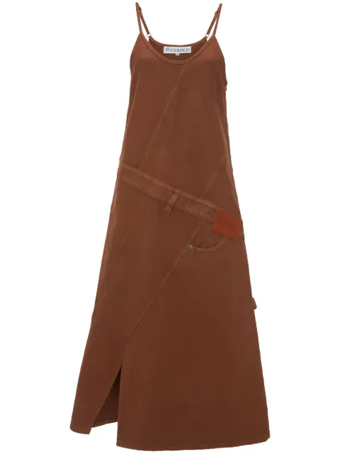 JW Anderson logo-appliqué midi dress Brown DR0449PG1587604