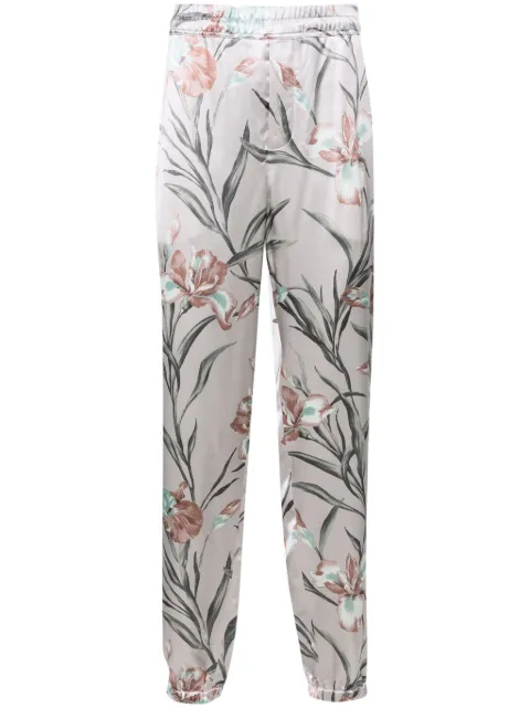 Saint Laurent floral-print tapered trousers Grey 782907Y2I12