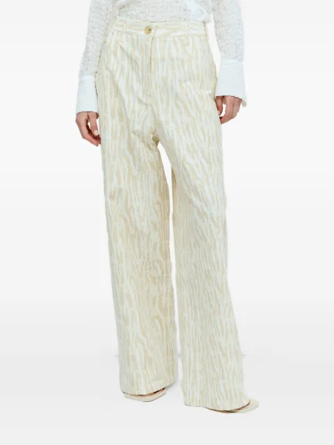Song For The Mute zebra-print trousers Neutrals 241WPT040