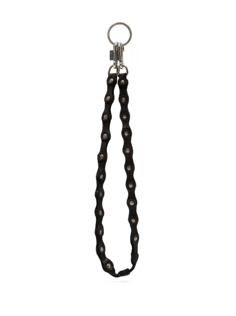 Guidi stud-embellished leather keychain Black HB03BLKT