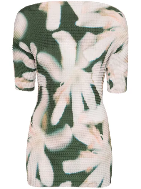 Del Core floral-print plissé T-shirt Neutrals T002672TP209