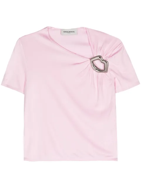 Sonia Rykiel lips-motif asymmetric T-shirt Pink T045VI10