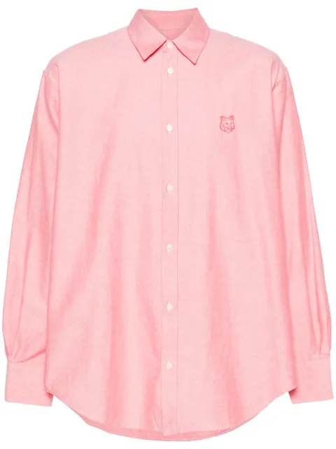 Maison Kitsuné Contour Fox Head-embroidery cotton shirt Pink MM00405WC2047
