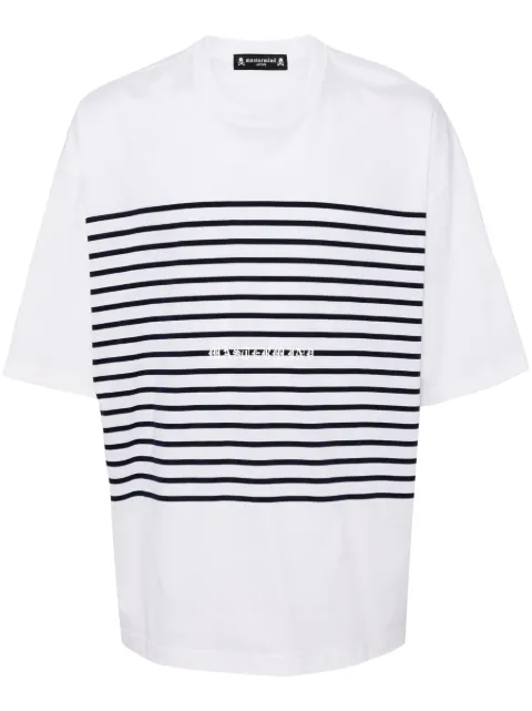 Mastermind Japan stripe-print cotton T-shirt White MJ24E12TS090WHTNVY