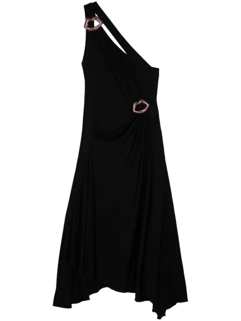 Sonia Rykiel lips-motif asymmetric midi dress Black R062VI10