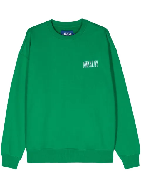Awake NY logo-embroidered cotton sweatshirt Green AWKSP24CN002