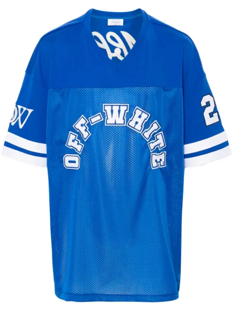 Off-White logo-patch football T-shirt Blue OMAA169S24JER0024601