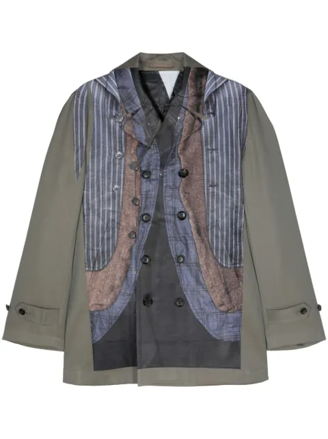 Comme des Garçons Homme Plus mix-print double-breasted coat Green PMC0020511