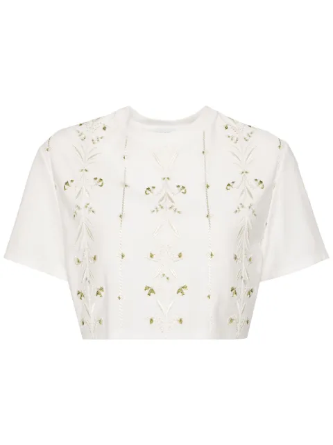 Giambattista Valli embroidered cotton croped top White 24SSSVLE40J358JEE