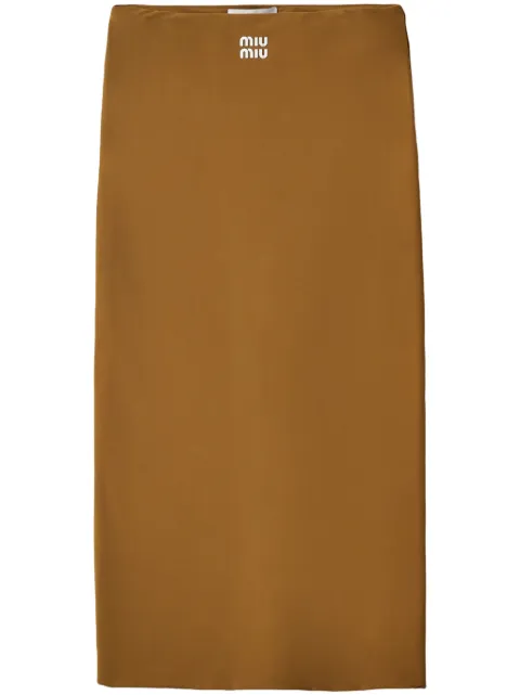 Miu Miu rubberized-logo midi skirt Green MG2060S232122R