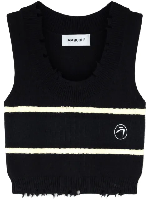 AMBUSH raw-cut knitted top Black BWHT003F24KNI0011031
