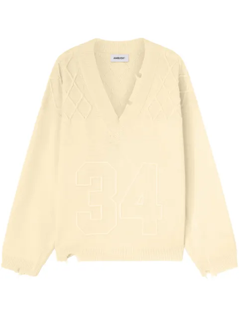 AMBUSH number-embroidered jumper Neutrals BMHD004F24KNI0013100