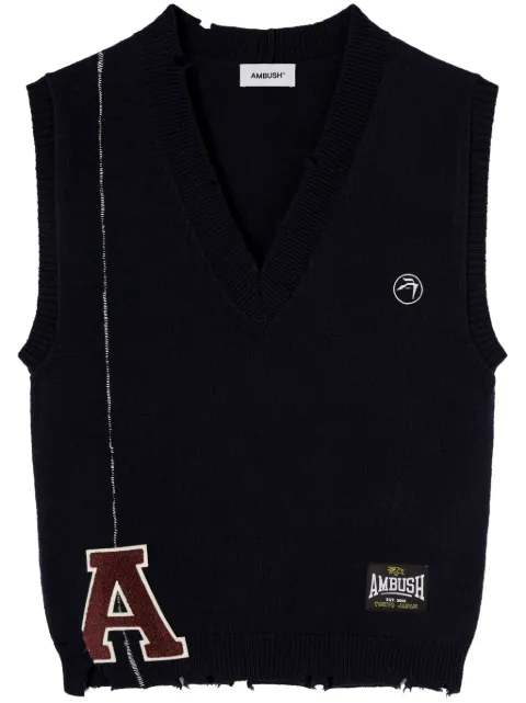AMBUSH raw-cut knitted vest Blue BMHZ002F24KNI0014628