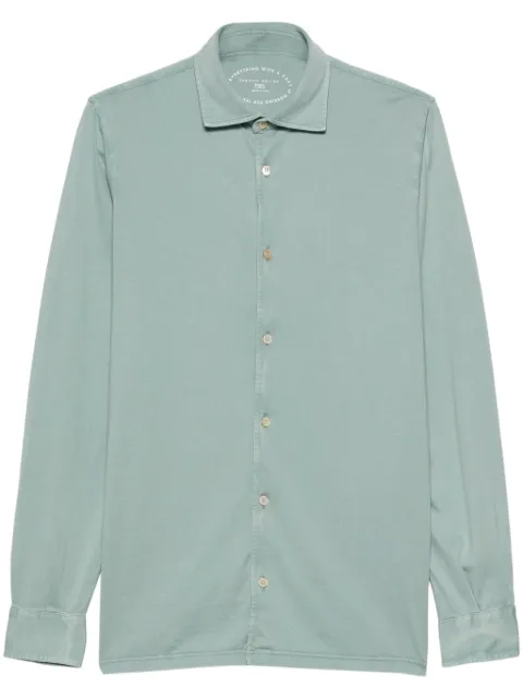 Fedeli plain organic-cotton shirt Green 7UEF0109