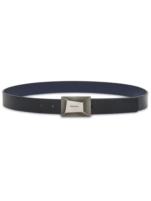 Ferragamo reversible logo-engraved leather belt Blue 775813