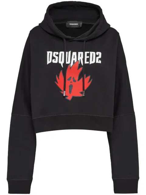DSQUARED2 Maple Leaf cotton hoodie Black S75GU0533S25551