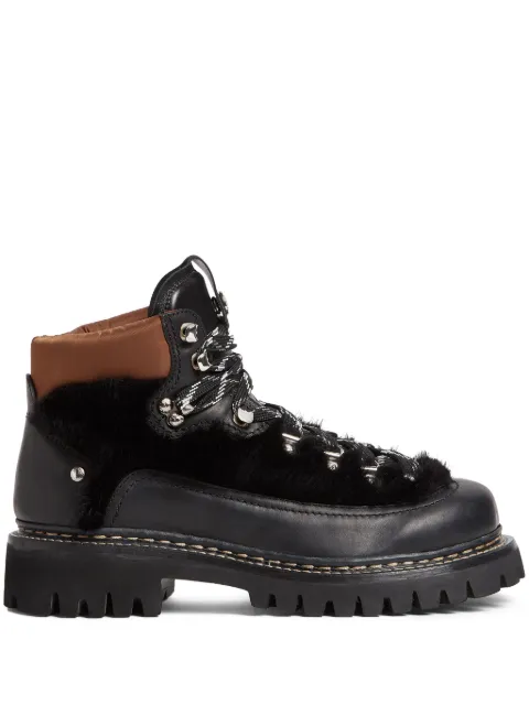 DSQUARED2 faux-fur detail hiking boots Black ABM012312907938