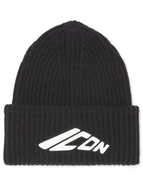 DSQUARED2 Icon-appliqué knitted beanie Black KNM018701W02695