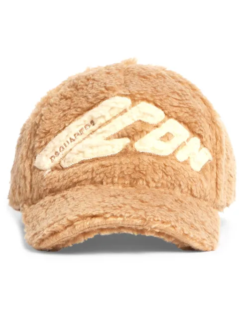 DSQUARED2 Icon-appliqué faux-shearling cap Neutrals BCM083943205864