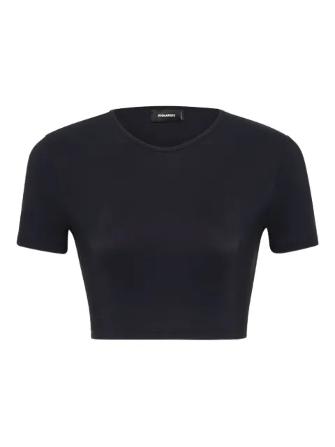 DSQUARED2 ribbed short-sleeved crop T-shirt Black D8MN35670ISA01