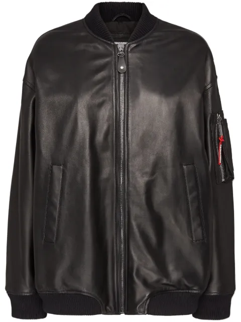 DSQUARED2 leather oversize Cyprus bomber Black S75AM1092SY1602