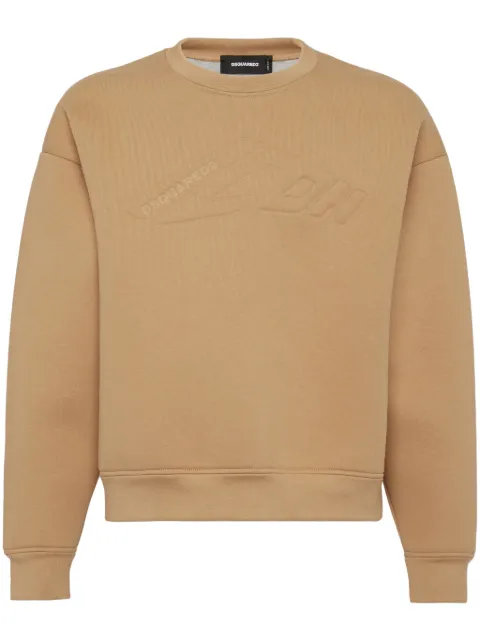 DSQUARED2 Icon-embossed cotton sweatshirt Neutrals S79GU0120D25011