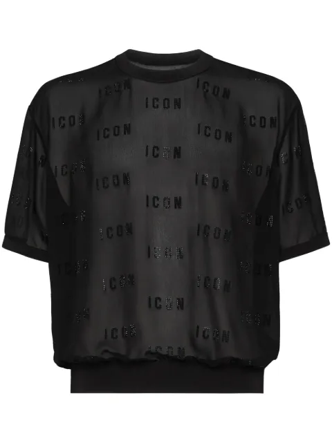 DSQUARED2 logo-appliqué mesh T-shirt Black S79DL0047D35142