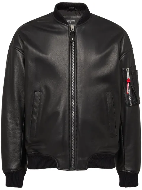 DSQUARED2 leather bomber jacket Black S74AM1502SY1602