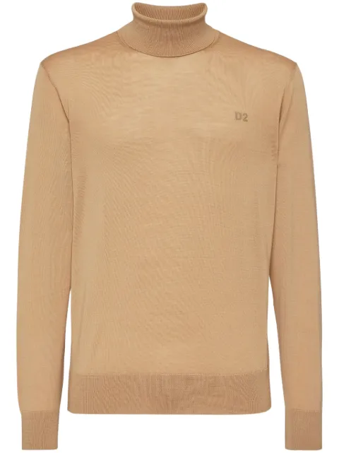 DSQUARED2 embroidered-logo ribbed jumper Neutrals S74HA1440S18310