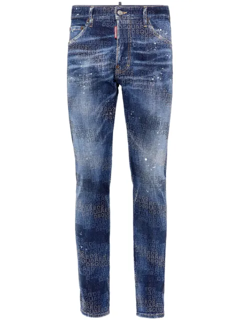 DSQUARED2 paint-splatter slim-fit jeans Blue S74LB1566S30664