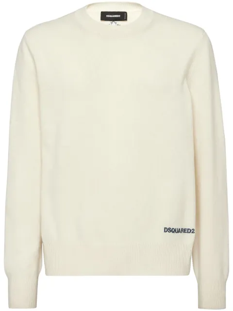 DSQUARED2 logo-print knitted jumper White S74HA1464D13038