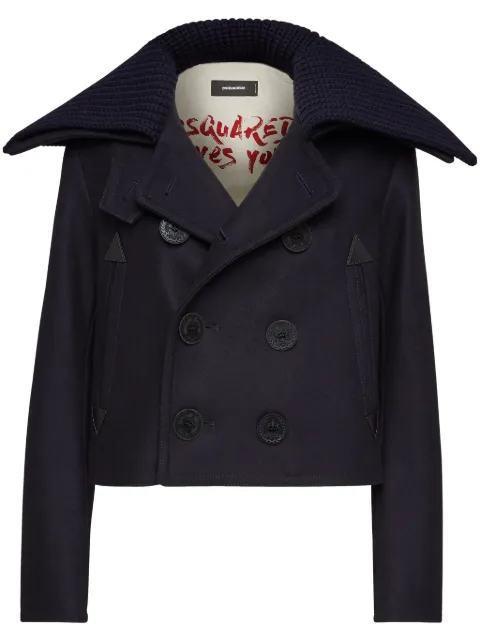 DSQUARED2 double-breasted cropped peacoat Blue S75AM1061S53003