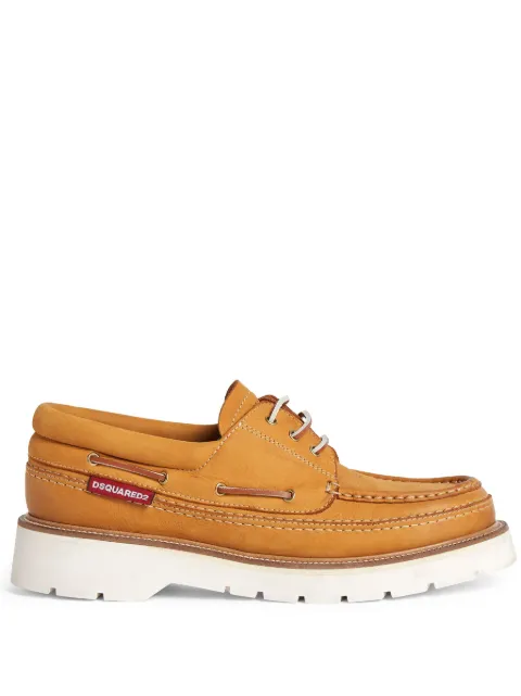 DSQUARED2 lace-up leather boat shoes Neutrals LUM009209700001