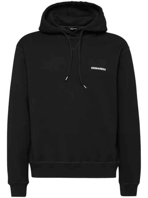 DSQUARED2 logo-print cotton hoodie Black S74GU0826S25516