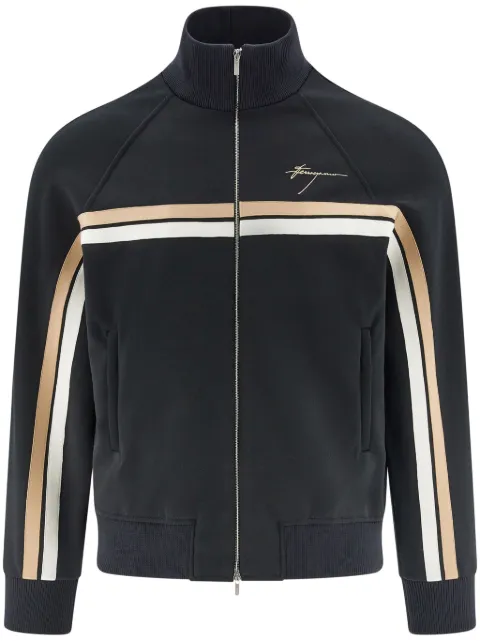 Ferragamo logo-engraved zip-up jacket Black 776141