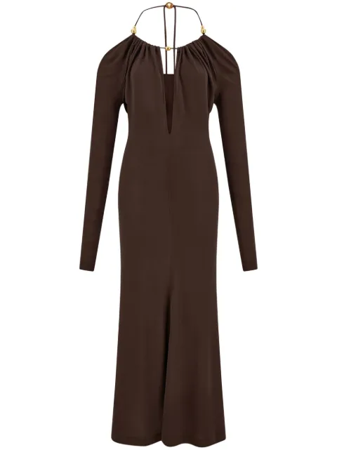Ferragamo open-back crepe maxi dress Brown 775659