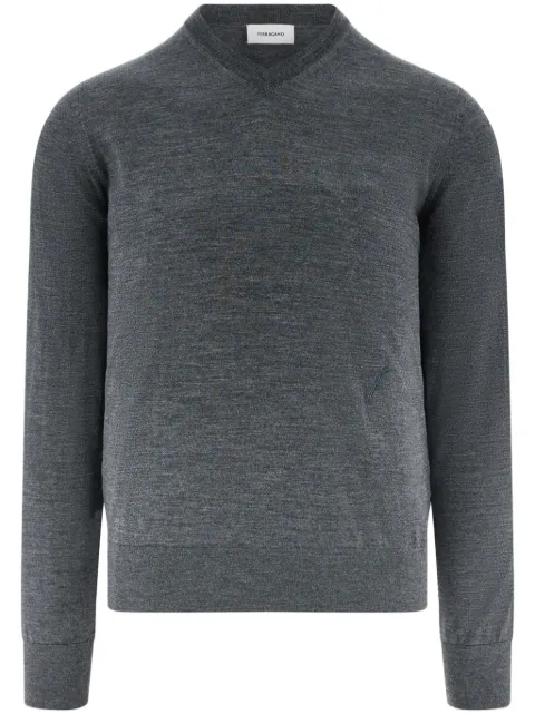 Ferragamo v-neck charcoal wool sweater Grey 775826