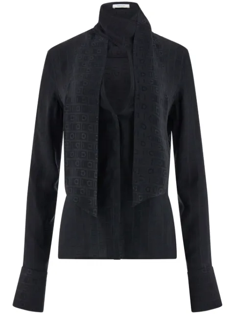 Ferragamo Gancini-jacquard silk blouse Black 776456